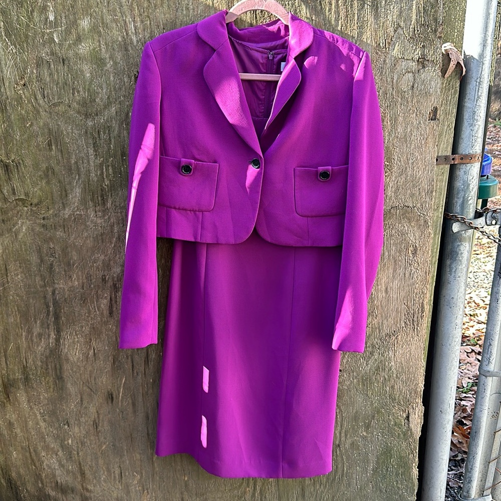 Calvin Klein elegant purple two piece dress set with jacket